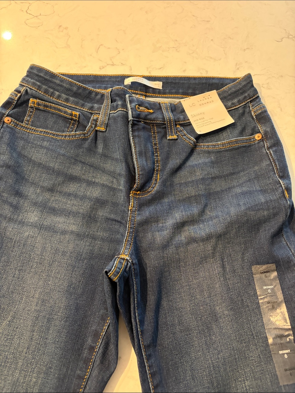 LC Lauren Conrad Dark Blue Skinny Jeans with Contrast Stitching